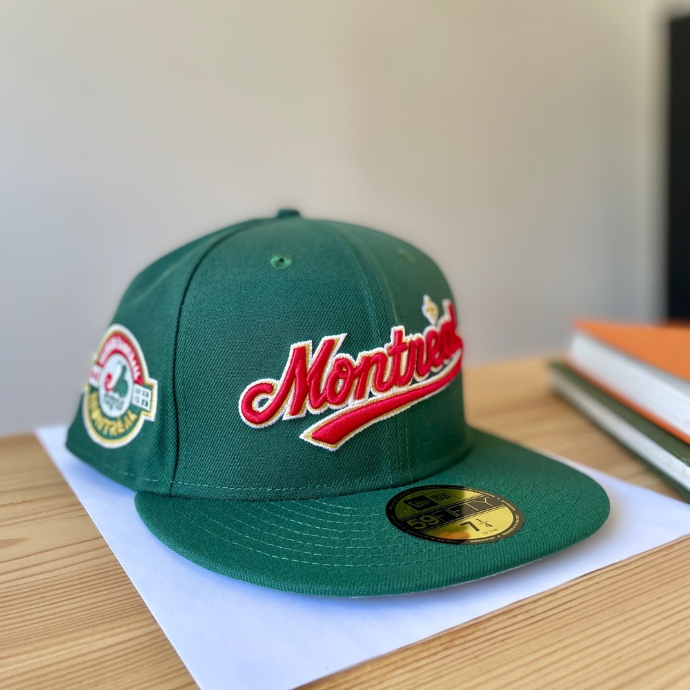Green Montreal Expos Away Jersey Wordmark 59FIFTY Fitted Cap